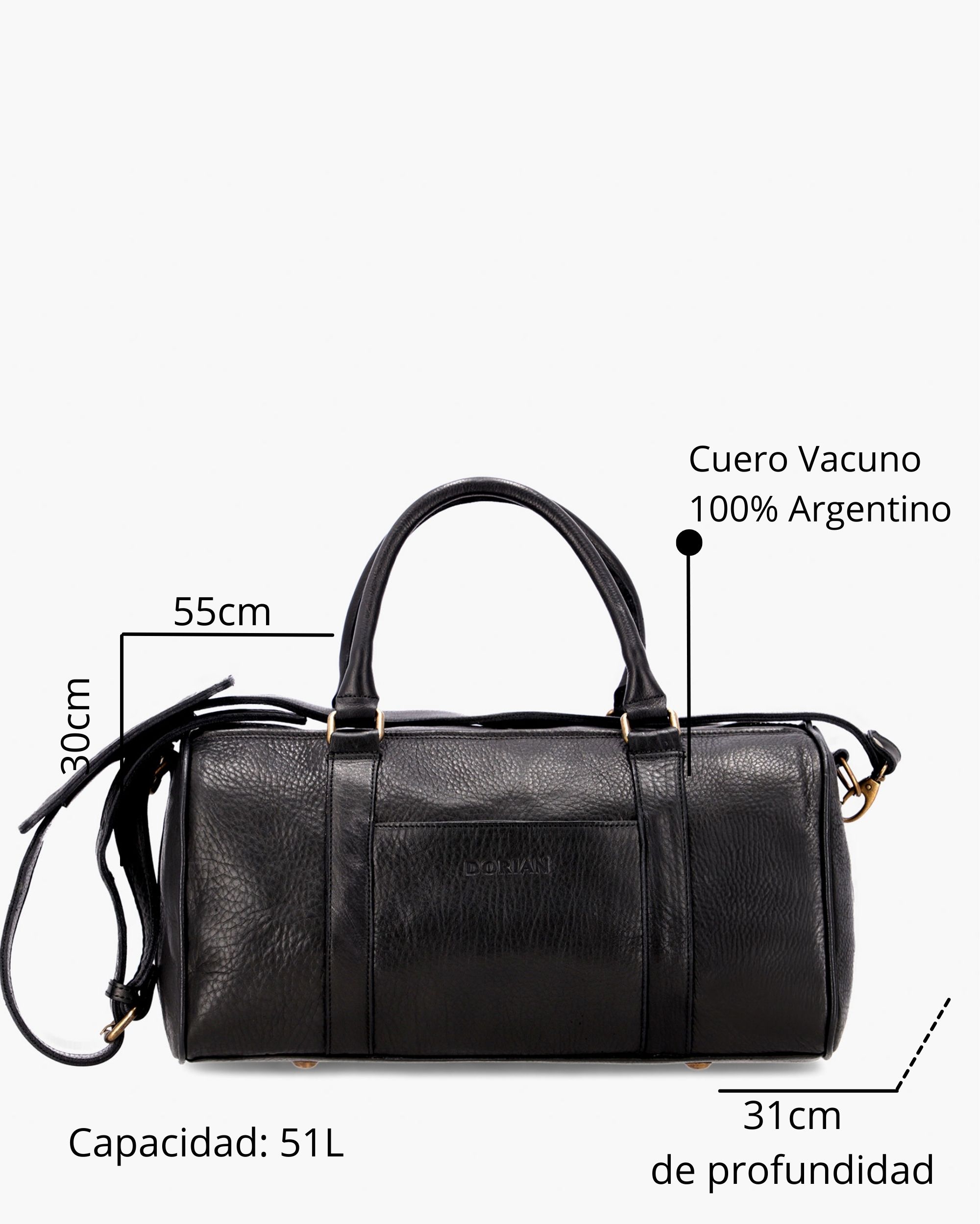 DORIAN | zapatos camperas equipaje Bolso de Viaje Dallas Negro - Imagen 4