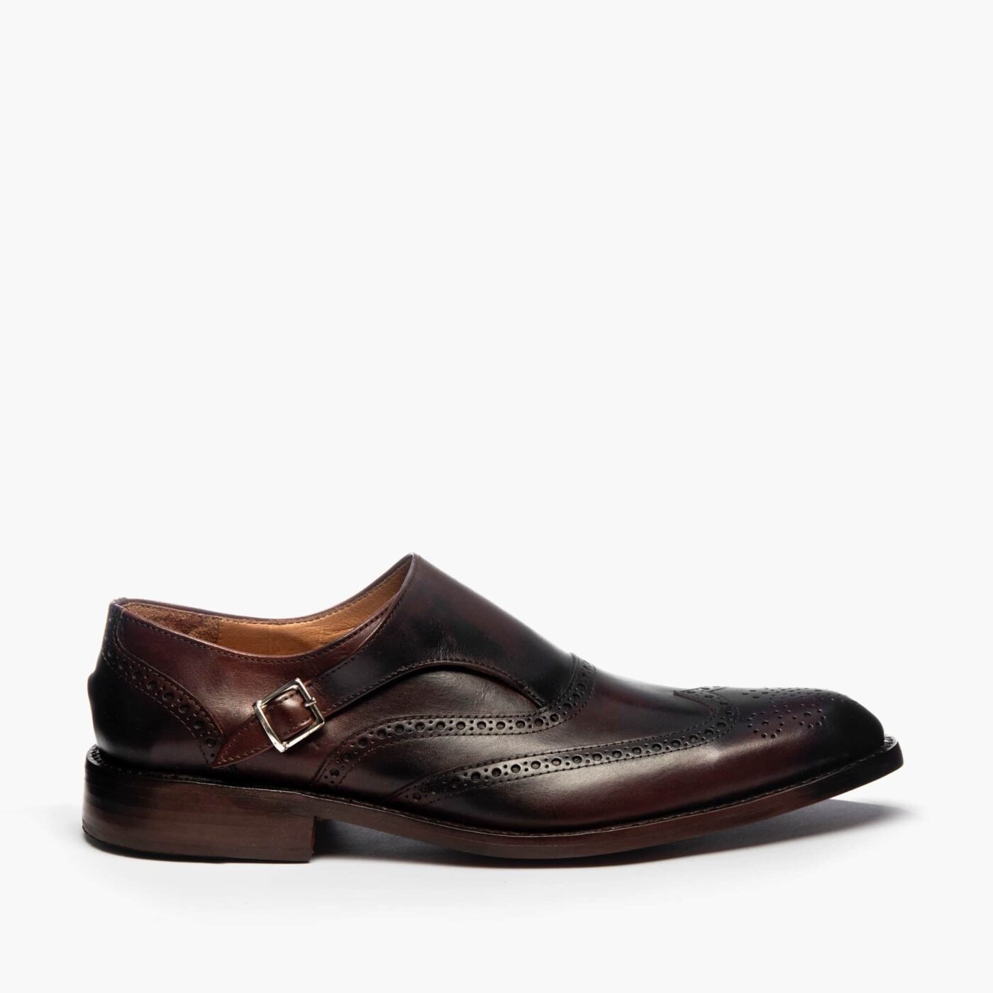 ZAPATOS de Cuero Legítimo | Para Hombre de Vestir | TORINO - Guinda - Monkstrap - Full Brogue - Wingtip | DORIAN - Perfil