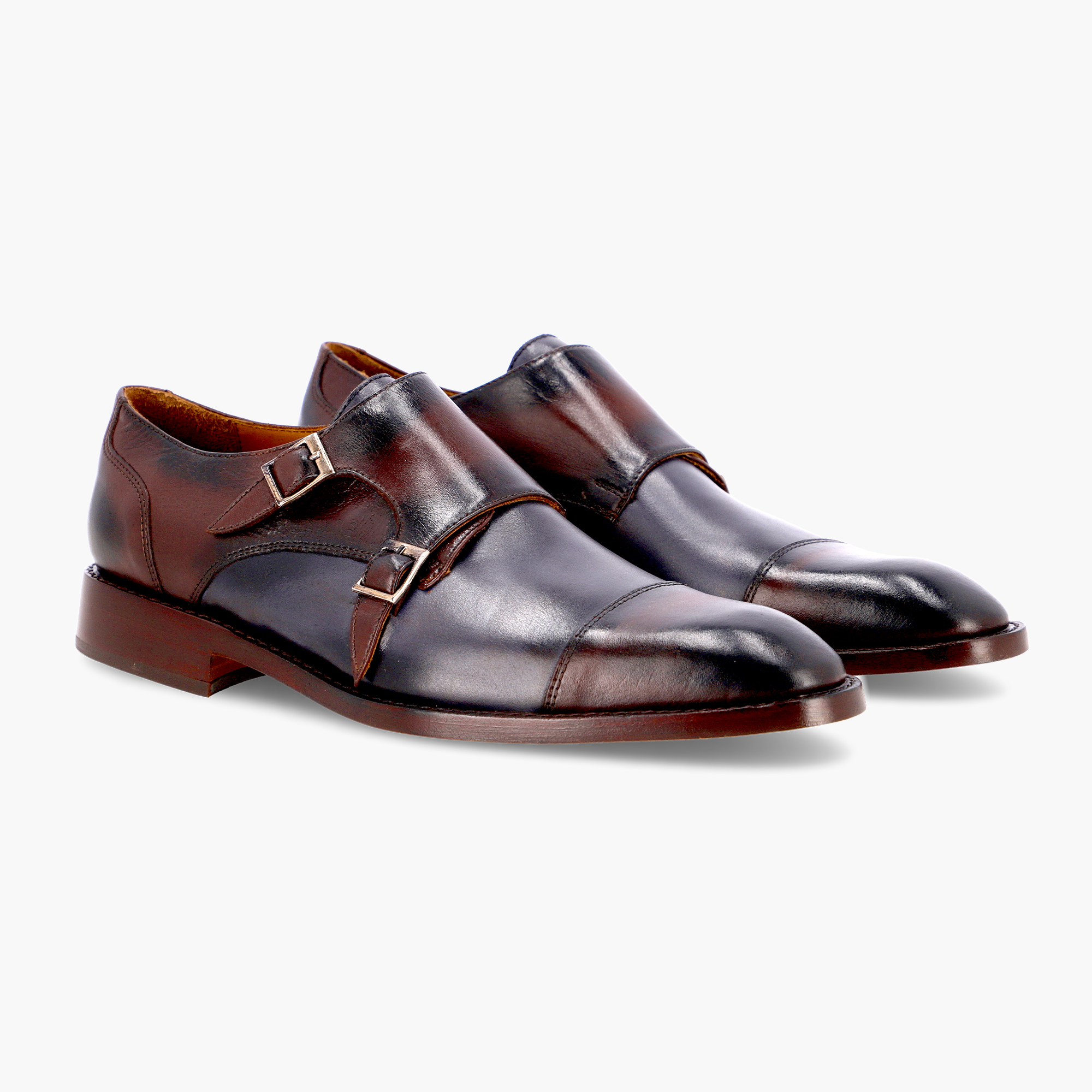 ZAPATOS de Cuero Legítimo | Para Hombre | Monsktrap - Doble Hebilla | BERLIN - Azul | DORIAN - Diago