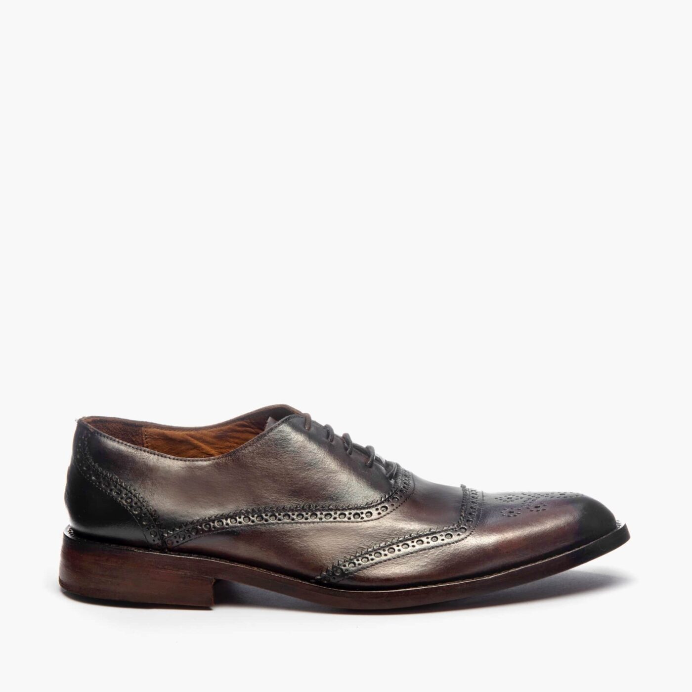 ZAPATOS de Cuero Legítimo | Para Hombre de Vestir | SEVILLA - Chocolate - Oxford - Full Brogue - Wingtip | DORIAN - Perfil