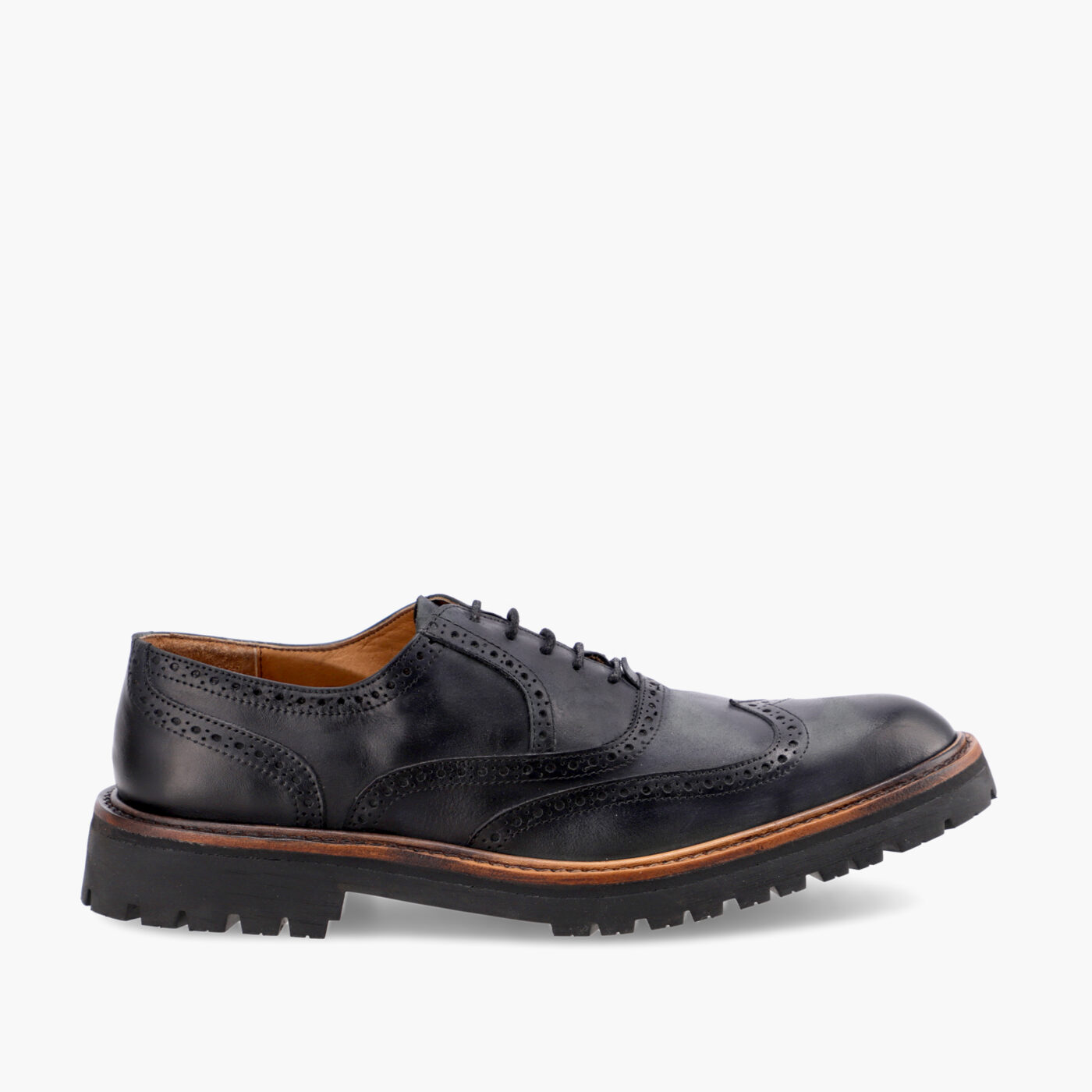 ZAPATOS de Cuero Legítimo | Para Hombre Urbanos | Oxford Brogue Wingtip | ROMA - Gris | DORIAN - Perfil